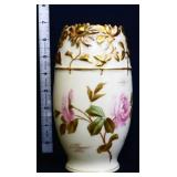 VIntage Carlsbad 7in vase w/ pink roses
