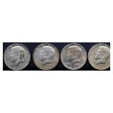 Lot of 4 40% silver Kennedy half dollars