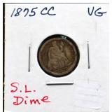 1875 Carson City seated liberty dime