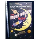 Metal The Moon Rocket sign