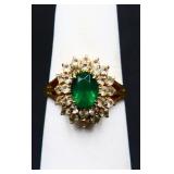 Oval cut emerald ring, lab created