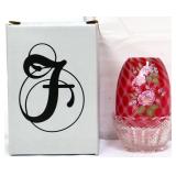 Fenton cranberry opalescent optic fairy lamp & box