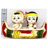 Vintage Native American salt/pepper set w/ canoe