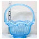 Light blue opalescent glass basket