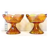 Indiana glass marigold carnival candleholders