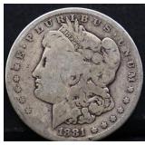 1881S Morgan silver dollar