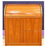 MCM teak roll top desk
