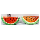 Pair vintage watermelon slice salt/pepper shakers