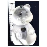 Fenton clear satin teddy bear w/ etched butterfly