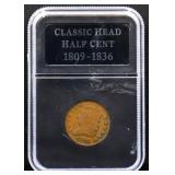 Slabbed 1828 classic head half cent
