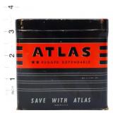 Vntg metal Atlas Batteries adv coin bank