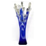 Cobalt/clear art glass splash vase