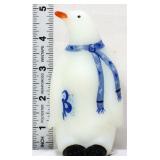 Fenton white satin 5in penguin in blue scarf