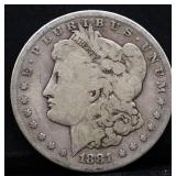 1881S Morgan silver dollar