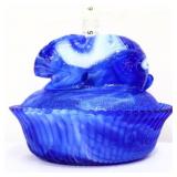 Cobalt/white slag bunny on nest