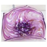 Purple/white art glass 15x14.5 bowl