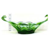 11.5in wide Murano green/white bowl