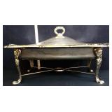 Silver plate casserole dish w/ Pyrex glass insert