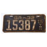 1932 Georgia license plate