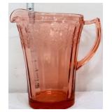 Vntg pink depression cherry blossom pitcher