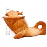 Vntg chocolate slag dolphin lidded candy dish