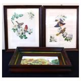 3 piece estate wall art lot, inc bird art