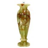 Carved 12in green onyx vase
