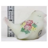 Fenton white satin bird with pink roses