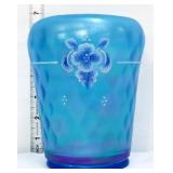 Fenton celeste blue 6in optic coralene vase