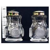 Fostoria clear coin glass salt/pepper shaker set