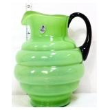 Fenton 9in green opalescent case pitcher