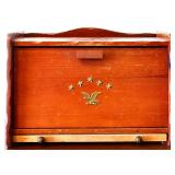 Vintage wood drop front bread box