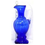 Fenton cobalt 9in pitcher w/ clear handle