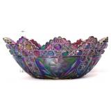 Fenton amethyst carnival hobstar & flowers bowl