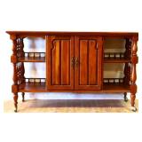 Vintage 2 door server on wheels, tile top see pics