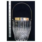 Vintage crystal ice bucket w/ metal rim