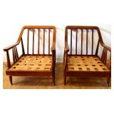 Pair MCM wood armchair frames AS IS NO CUSIONS