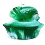 Green/white slag bunny on nest