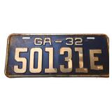 1932 Georgia license plate