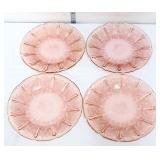 4 vntg pink depression cherry blossom 9in plates