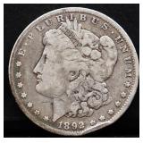 1892 Morgan silver dollar
