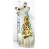 Fenton 12in white/grey alley cat w/ owl