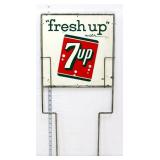 Vntg  14x14 7Up sign w/ frame, 14.75x31 overall