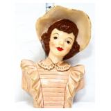 Vntg 8in Florence Ceramic Fern lady head vase