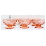 6 vntg pink depression cabbage rose sherbets