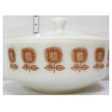 Vntg Federal milk glass sunflower casserole dish