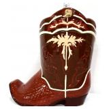 Vntg brown cowboy boot cookie jar