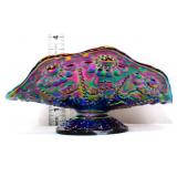 Fenton amethyst carnival flower bead napkin holder
