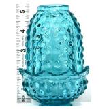 Peacock blue hobnail 2 piece fairy lamp