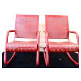Pair vintage metal child size outdoor chairs